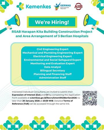 Kemenkes Buka Rekrutmen Konsultan Proyek RSAB Harapan Kita