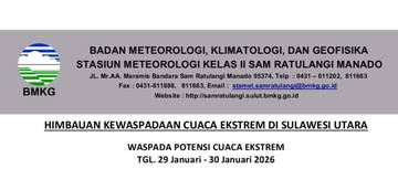 Waspada Cuaca Ekstreme di Sulut, 29-30 Januari 2026