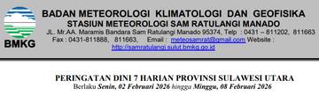 Peringatan Dini Cuaca 7 Harian di Sulut