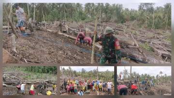 Lahan Kosong  'Disulap' Tentara dan Warga Jadi Sawah