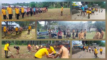 Polsek Gemeh dan Siswa Bersihkan Lingkungan Desa ​