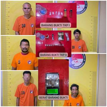 Polres Asahan Tangkap 5 Tersangka Narkoba
