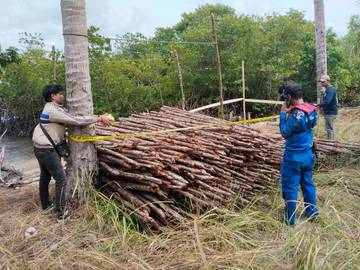 Polisi Amankan Kapal Kayu Diduga Bermuatan Kayu Ilegal