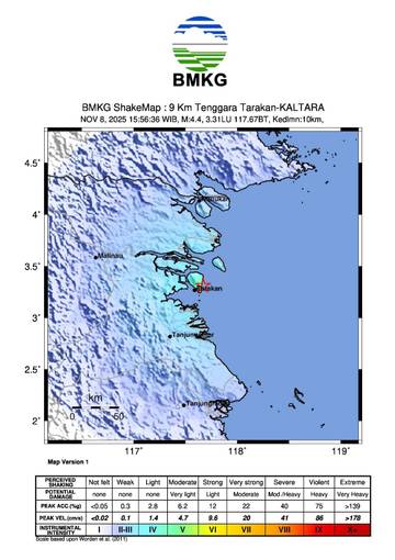 Gempa Bumi Guncang Tarakan, Getaran Terasa hingga Nunukan