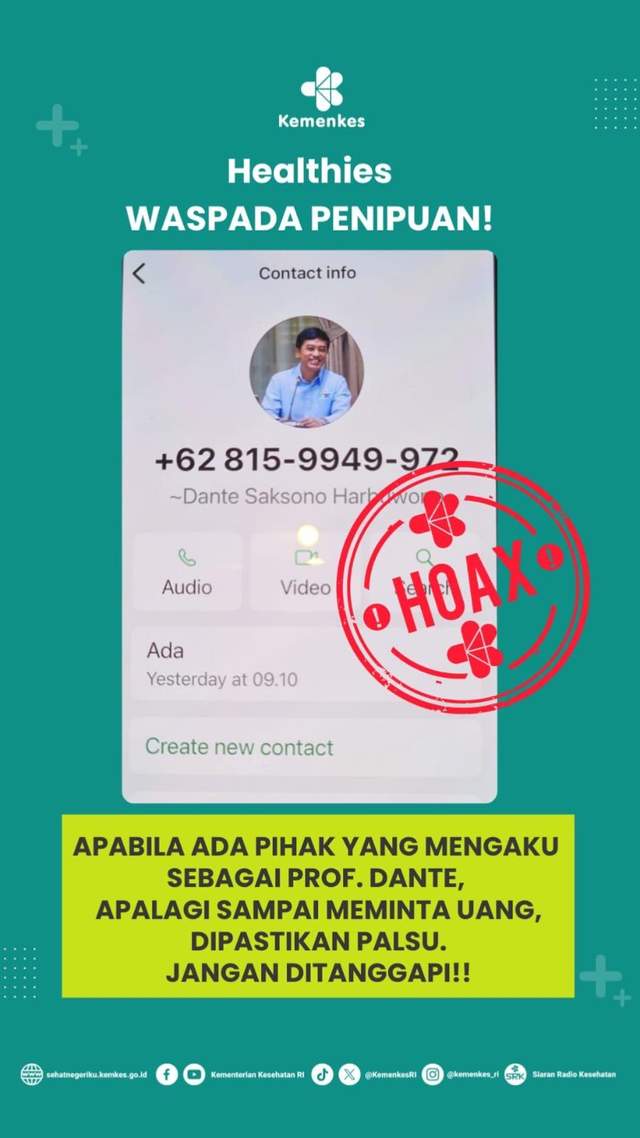 HOAKS: Wakil Menteri Kesehatan Meminta Uang