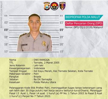 Tinggalkan Tugas, Oknum Polisi di Malut Ditetapkan DPO