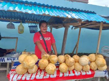 Penjual Kelapa Muda Mengeluh Jualan Sepi Akibat Cuaca