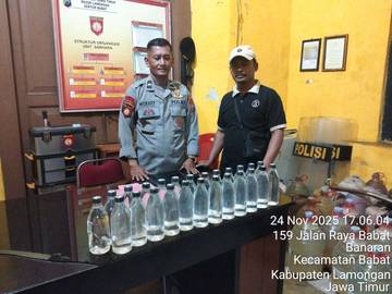 Polsek Babat Gagalkan Pengiriman Miras Tujuan Lamongan, Kedungpring