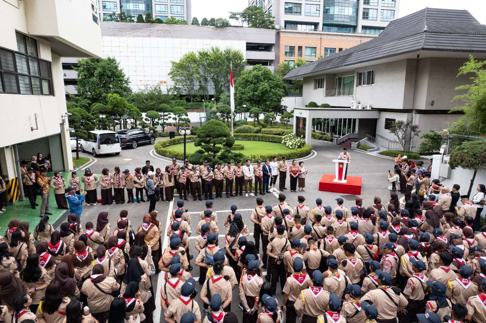 Gegap Gempita Penyambutan 500 Anggota Pramuka di KBRI Seoul