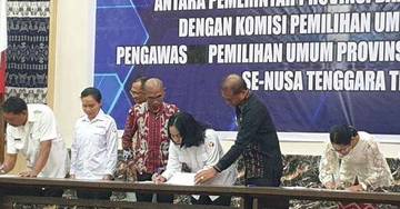 Penandatanganan Naskah Perjanjian Hibah Pemerintah Daerah Untuk Pilkada Flotim 2024