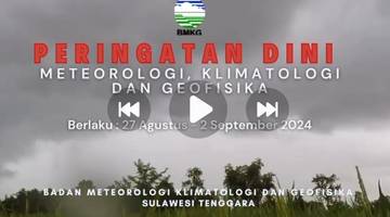Update Peringatan Dini Cuaca di Sultra 27 Agustus-2 September 2024