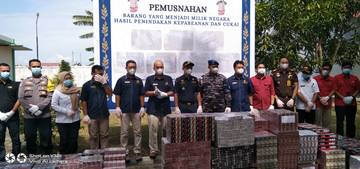 Bea Cukai Gorontalo Musnahkan 376 Ribu Rokok Ilegal