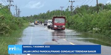 Jalan Lintas Pangkalpinang-Sungailiat Terendam Banjir