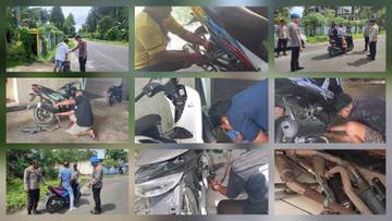 Polsek Lirung Tertibkan Knalpot Brong,13 Motor Terjaring